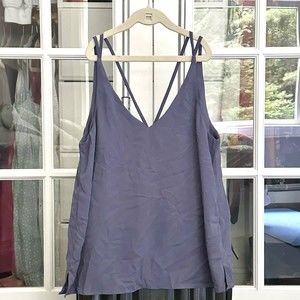 Topshop Flowy Periwinkle Gray-Blue Spagetti Strap V-Neck Tank Top Blouse Size 6